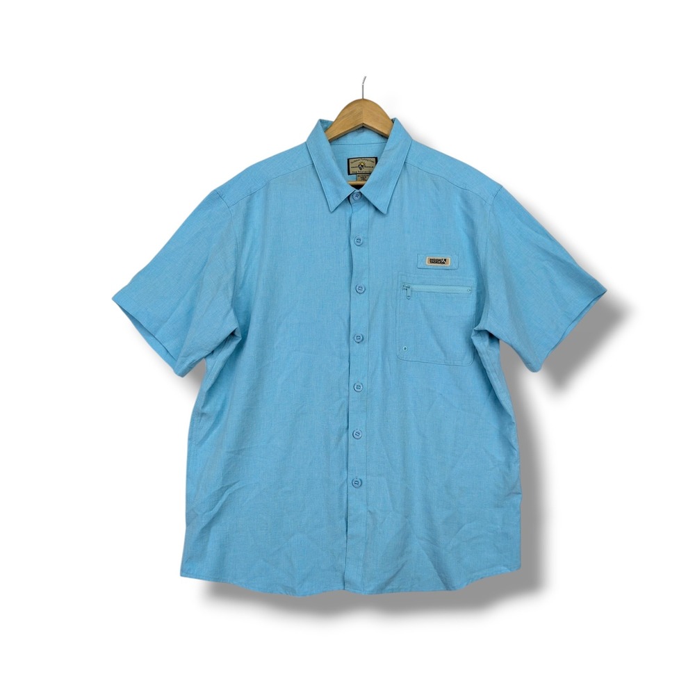 Hook and Tackle Mens XL Blue Short Sleeve Technical Fishing Gear Sun Shirt